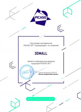 Фото Сертификат PICASO 3D